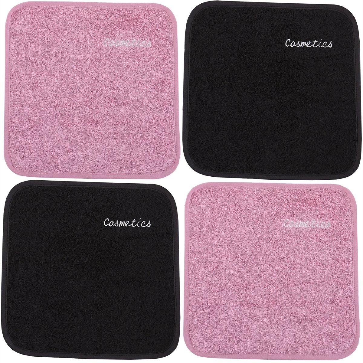 Parador® Chic Embroidered Cosmetics Removal Facecloths Set of 4, Embroidered Makeup Towels 13