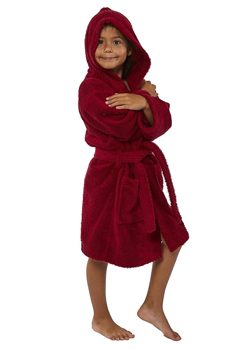 Parador Hooded Terry Kids Bath Robe - Burgandy