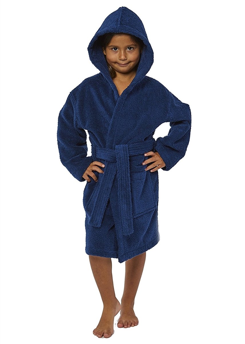 Parador Hooded Terry Kids Bath Robe - Navy