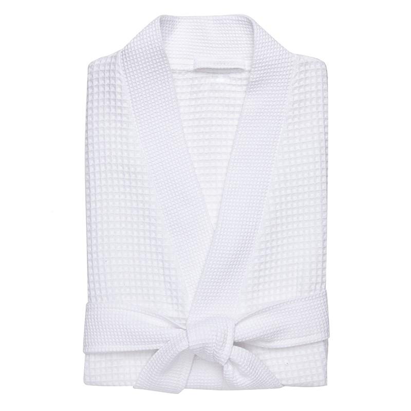 Diapolis Waffle-Weave Bath Robe - White